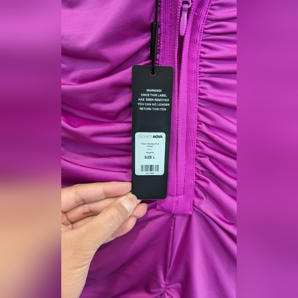 Fashion Nova - Fallon Ruched Midi Dress - Magenta - Picture 5 of 14